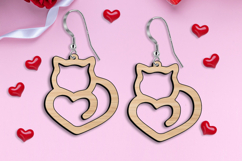 SVG Cat Love Heart Valentine Earrings Romantic Laser Gift Product Image 2
