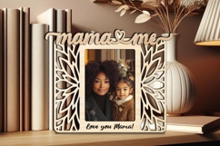 Flowers Mama &amp; Me SVG Photo Frame Gift Laser Home Decoration Product Image 2