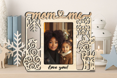 Snowman Deer Christmas Mom and Me SVG Photo Frame Laser Gift Product Image 2