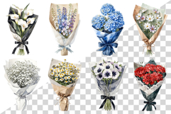 Watercolor Flower Bouquet Clipart | Roses Peonies Tulips PNG Product Image 2