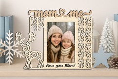Christmas Deer SVG Mom and Me Photo Frame Gift Laser Winter Product Image 2