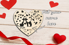 Love Cats Heart Valentine Day Coaster SVG Laser SVG Romantic Product Image 2