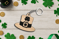 SVG Leprechaun Hat Keychain Patrick's Day Lucky Charm Laser Product Image 2