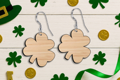 SVG Clover Earrings Lucky Charm St. Patrick's Day Laser Gift Product Image 1