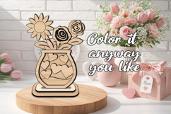 SVG Sunflower Roses Vase Mother Day Kid Coloring Gift Laser Product Image 2