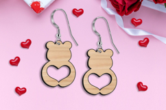 SVG Valentine Bear Heart Earrings Laser Love gift Romantic Product Image 2