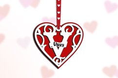 Valentine Day Monogram Letter V Love Gift Romantic SVG Laser Product Image 2