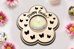 Easter Butterfly Flower Tea Candle Holder Present Gift SVG Product Image 1