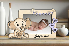 Elephant Baby Photo Frame Board Newborn Picture SVG Present Product Image 3