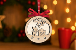 Laser SVG Holiday Deer with Gifts Christmas Ornament Present Product Image 2