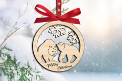 Couple Bear Merry Christmas SVG Ornament Holiday Laser Decor Product Image 3