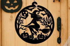 Halloween Door Hanger SVG Welcome Sign Scary Holiday Laser Product Image 1