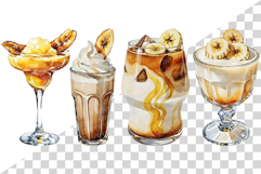 Banana Dessert | Watercolor art Split Cup Cake Fruit PNG Product Image 2