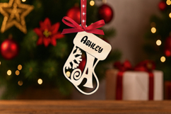 Letter A Christmas Socks Ornament Monogram Laser Alphabet Product Image 2