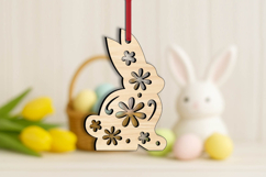 Rabbit Bunny Flowers Easter SVG Laser Ornament Present Gift Product Image 2