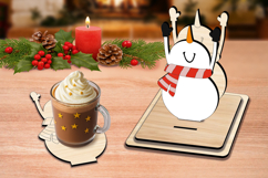 Laser SVG Snowman Christmas Coaster Holiday Present Decor Product Image 2