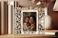 Flowers SVG Mom and Me Photo Frame Laser Gift Home Present Product Image 2