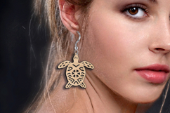 Turtle Shell SVG Ocean Pattern Earring Laser Gift Maritime Product Image 2