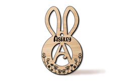 Easter Letter A Laser Basket Tag Ornament SVG Flowers Bunny Product Image 2