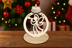 SVG Trumpet Angel Candle Holder Laser Home Holiday Decor Product Image 2