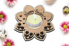Flower Easter Tea Candle Holder Present Gift SVG Laser Green Product Image 2