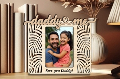 SVG Daddy and Me Set Leaves Photo Frame Laser Digital Gift Product Image 2
