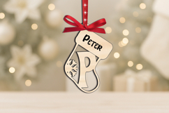 Letter P Laser SVG Alphabet Sock Christmas Ornament Monogram Product Image 2