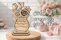 SVG Roses Vase Mother Day Kid Coloring Gift Laser Ornament Product Image 2