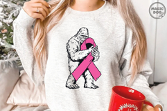 Bigfoot Breast Cancer Awareness|Sasquatch Pink Ribbon PNG Product Image 2