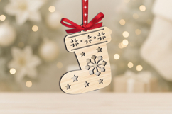 SVG Christmas Holiday Sock Gift Ornament Laser Present Boot Product Image 2