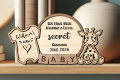 Baby Surprise Announcement Sign Giraffe Onesie SVG Laser Product Image 4