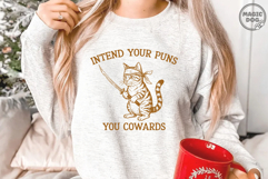 Intend Your Puns You Cowards Funny Cat Pun SVG|Samurai Cat Product Image 2