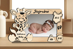 Giraffe Baby Picture Frame SVG Board Newborn Photo Gift Sign Product Image 2