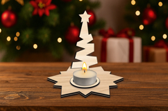 Classic Holiday Christmas Tree Candle holder SVG Laser Gift Product Image 2