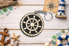 Ship Steering Wheel Ocean Keychain Gift SVG Laser Present Product Image 2