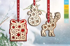 Set 10 Christmas Tree Ornament Holiday Rudolph Present Gift Product Image 2