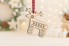 SVG Laser Holiday Deer Christmas Ornament Gift Present Decor Product Image 3