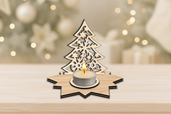 Candle Holder Holiday Christmas Tree SVG Star Design Present Product Image 2