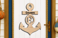 SVG Letter E Ocean Door Hanger Anchor Nautical Home Decor Product Image 3