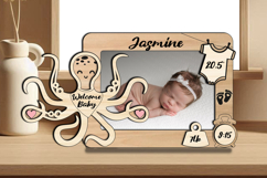 Octopus SVG Baby Photo Newborn Frame Laser Home Decor Sign Product Image 2