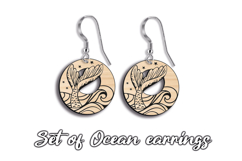 Mermaid Tail SVG Ocean Pattern Earring Laser Gift Maritime Product Image 2