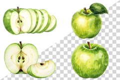 Green Apple | Watercolor fresh fruit juicy crisp farm PNG Product Image 2