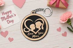 SVG Engraved Love Heart Mother's Day Keychain Laser Gift Product Image 2