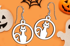 Halloween Cat Witch Earrings SVG Laser Gift Scary Dark Black Product Image 2