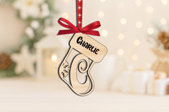 SVG Letter C Christmas Sock Ornament Monogram Laser Alphabet Product Image 2