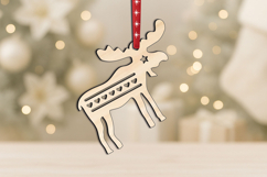 Moose SVG Laser Holiday Christmas Ornament Gift Present Deco Product Image 2