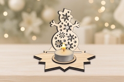 Laser SVG Snowman Christmas Candle Holder Snowflakes Pattern Product Image 2