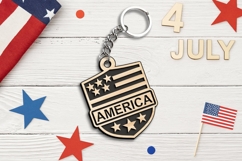 Proud American USA Keychain SVG Laser 4th July Independence Product Image 3