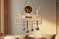Basketball Medal Hanger Wall Decor SVG Laser Gift Woman Product Image 1