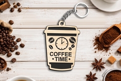 Coffee Time Cup Keychain SVG Laser Present Takeaway Clock Product Image 2